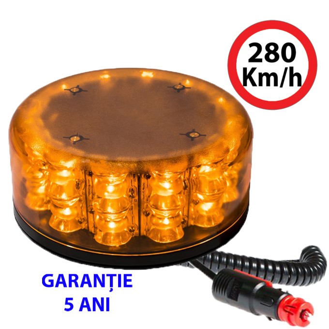 Girofar LED bicolor magnetic aerodinamic 12-24V 24 LED-uri de 3W - 5 ani Garantie